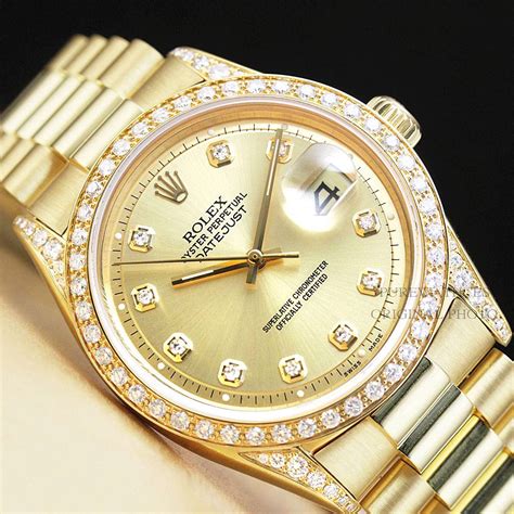 rolex solid 18k yellow gold diamond watch|all gold rolex price.